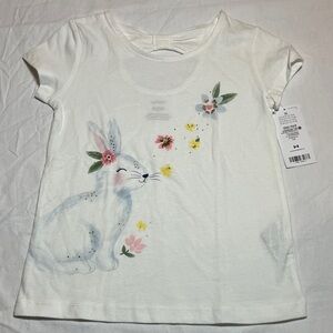 NWT 3T Carter's White Floral Bunny Tee